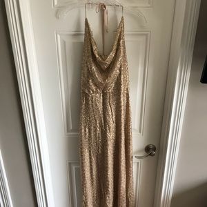 Amsale Gold Sequin Bridesmaid Dress